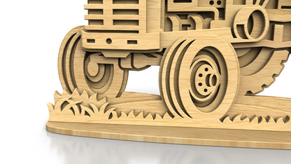 C304-Tractor Layered Scroll Saw Pattern — Alex Fox Patterns