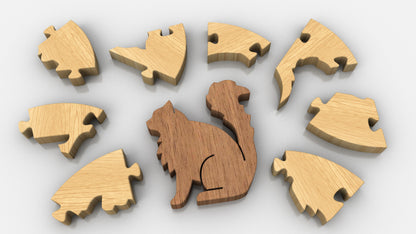 P02-Cat Puzzle Scroll Saw Pattern — Alex Fox Patterns