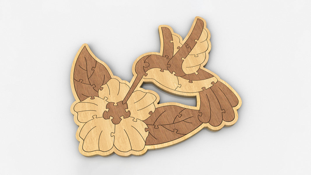 P04-Hummingbird Puzzle Scroll Saw Pattern — Alex Fox Patterns