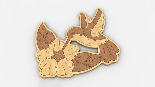 P04-Hummingbird Puzzle Scroll Saw Pattern — Alex Fox Patterns