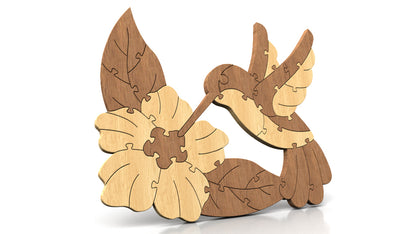 P04-Hummingbird Puzzle Scroll Saw Pattern — Alex Fox Patterns