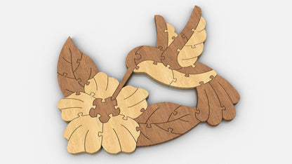 P04-Hummingbird Puzzle Scroll Saw Pattern — Alex Fox Patterns
