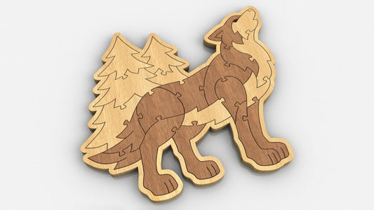P05-Wolf Puzzle Scroll Saw Pattern — Alex Fox Patterns