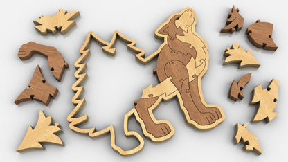 P05-Wolf Puzzle Scroll Saw Pattern — Alex Fox Patterns
