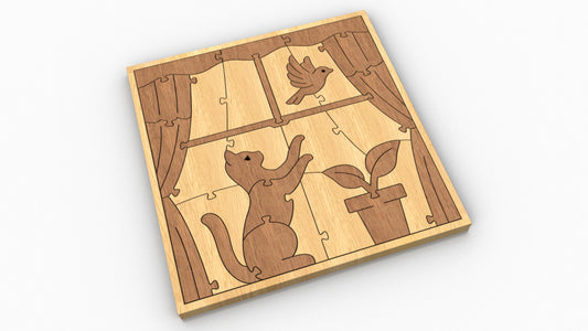 P06-Cat Puzzle Scroll Saw Pattern — Alex Fox Patterns