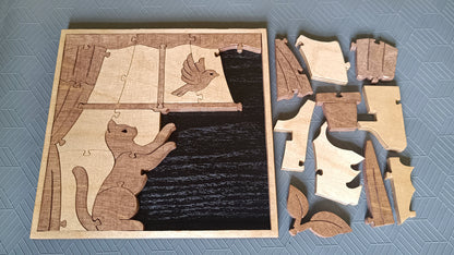 P06-Cat Puzzle Scroll Saw Pattern — Alex Fox Patterns