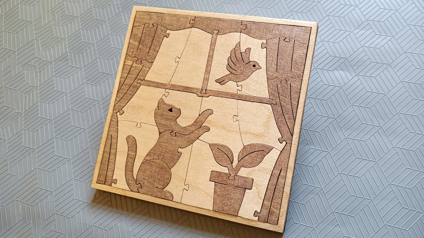 P06-Cat Puzzle Scroll Saw Pattern — Alex Fox Patterns