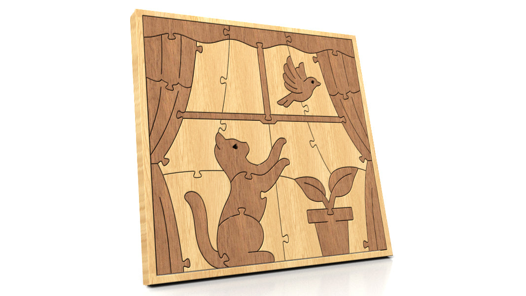 P06-Cat Puzzle Scroll Saw Pattern — Alex Fox Patterns