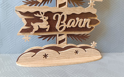 C293-North Pole Sign Layered Scroll Saw Pattern - Alex Fox Patterns