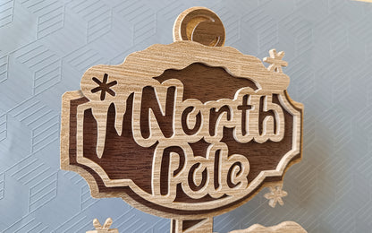 C293-North Pole Sign Layered Scroll Saw Pattern - Alex Fox Patterns