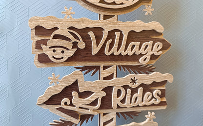 C293-North Pole Sign Layered Scroll Saw Pattern - Alex Fox Patterns